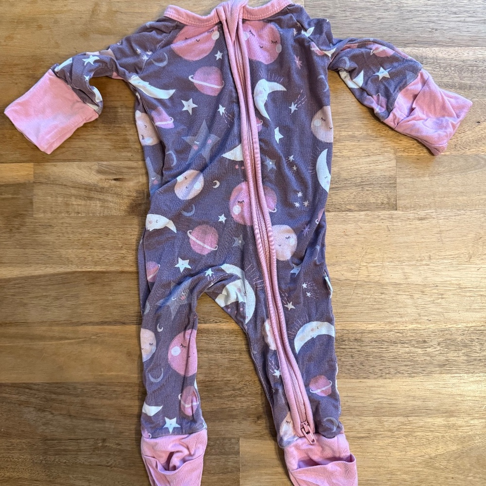 Little sleepies moon and back footie pajamas